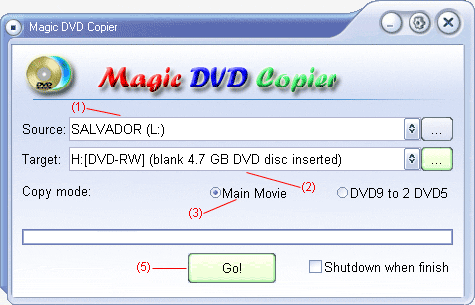 Compress main movie only to blank DVD