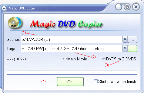 Split DVD9 to 2 blank DVDs