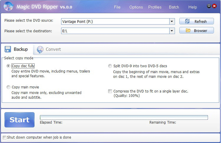 Copy entire DVD to hard disk with Magic DVD Ripper