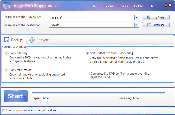 Split DVD-9 movie to hard disk with Magic DVD Ripper